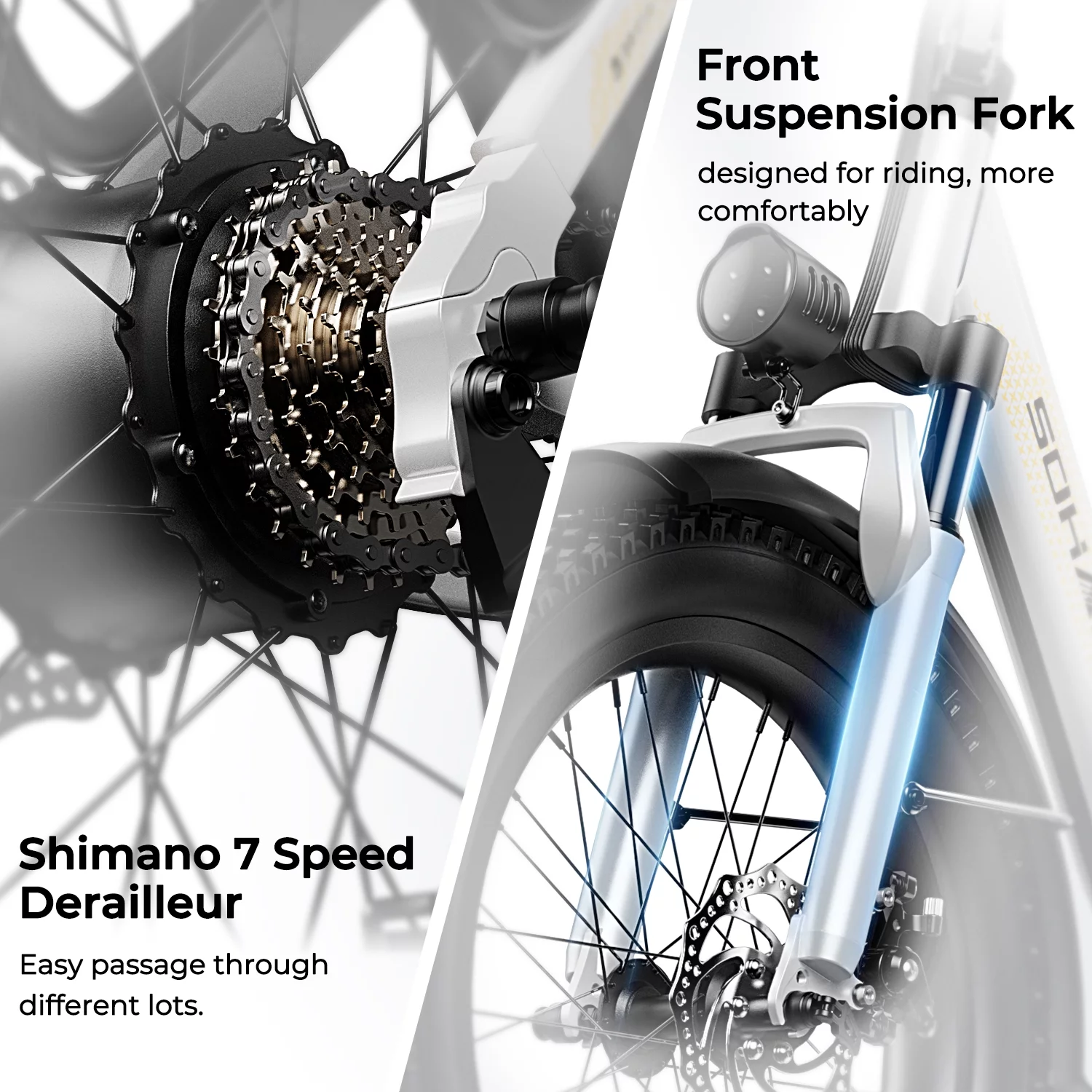 SOHAMO S3 48V 15AH Electric Bike for Adults 750W Folding E-Bike, 20" Fat Tire Electric Motorcycle, Shimano 7 Speed, Electric Commuter Bike