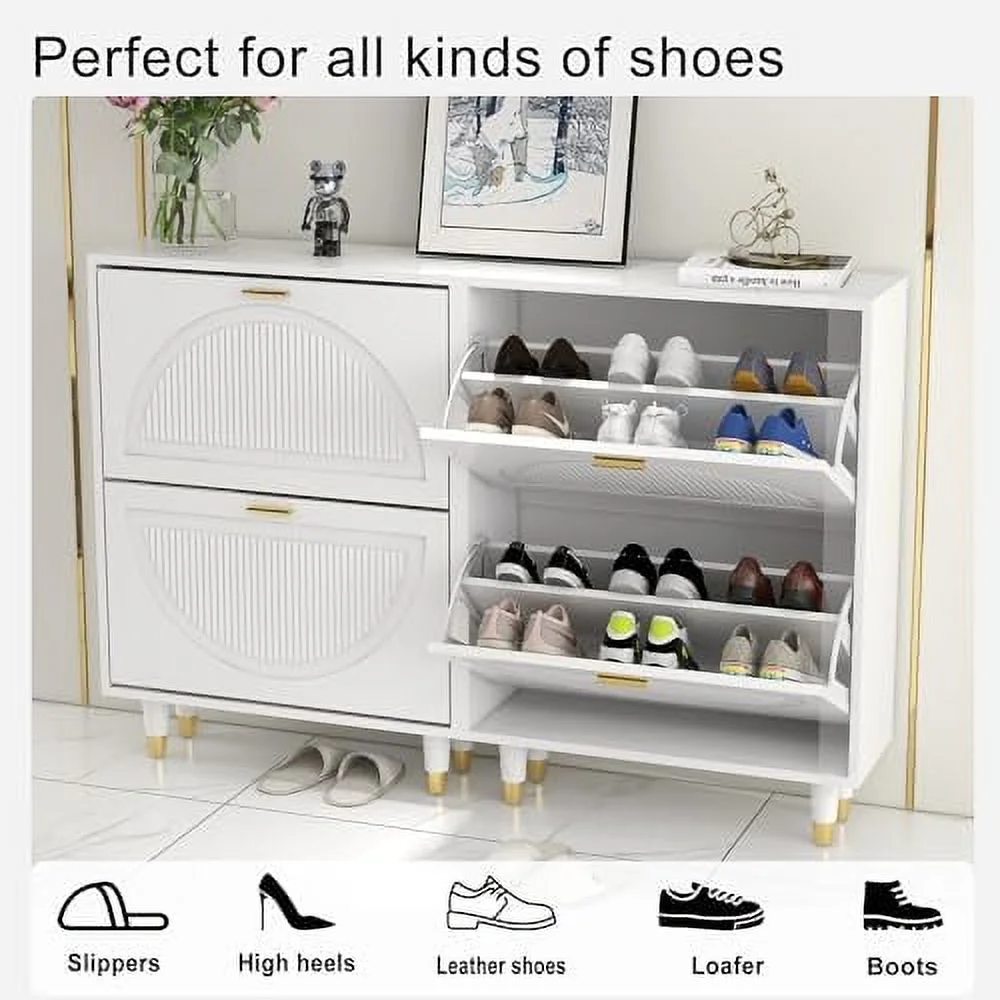 KHBIULIFE Shoe Cabinet for Entryway Slim  Hidden Shoe  Cabinet with Doors  White Flip Drawer Shoe Organizer Cabinet Thin， Narrow Shoe Rack Cabinet
