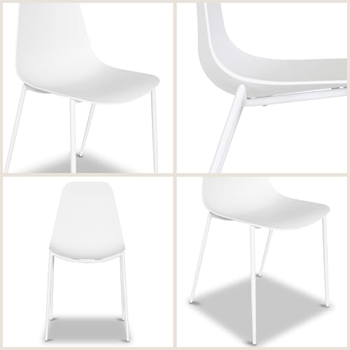 POLY & BARK Isla Modern Kitchen Chairs Set of 4 - Plastic Dining Chair with Metal Legs