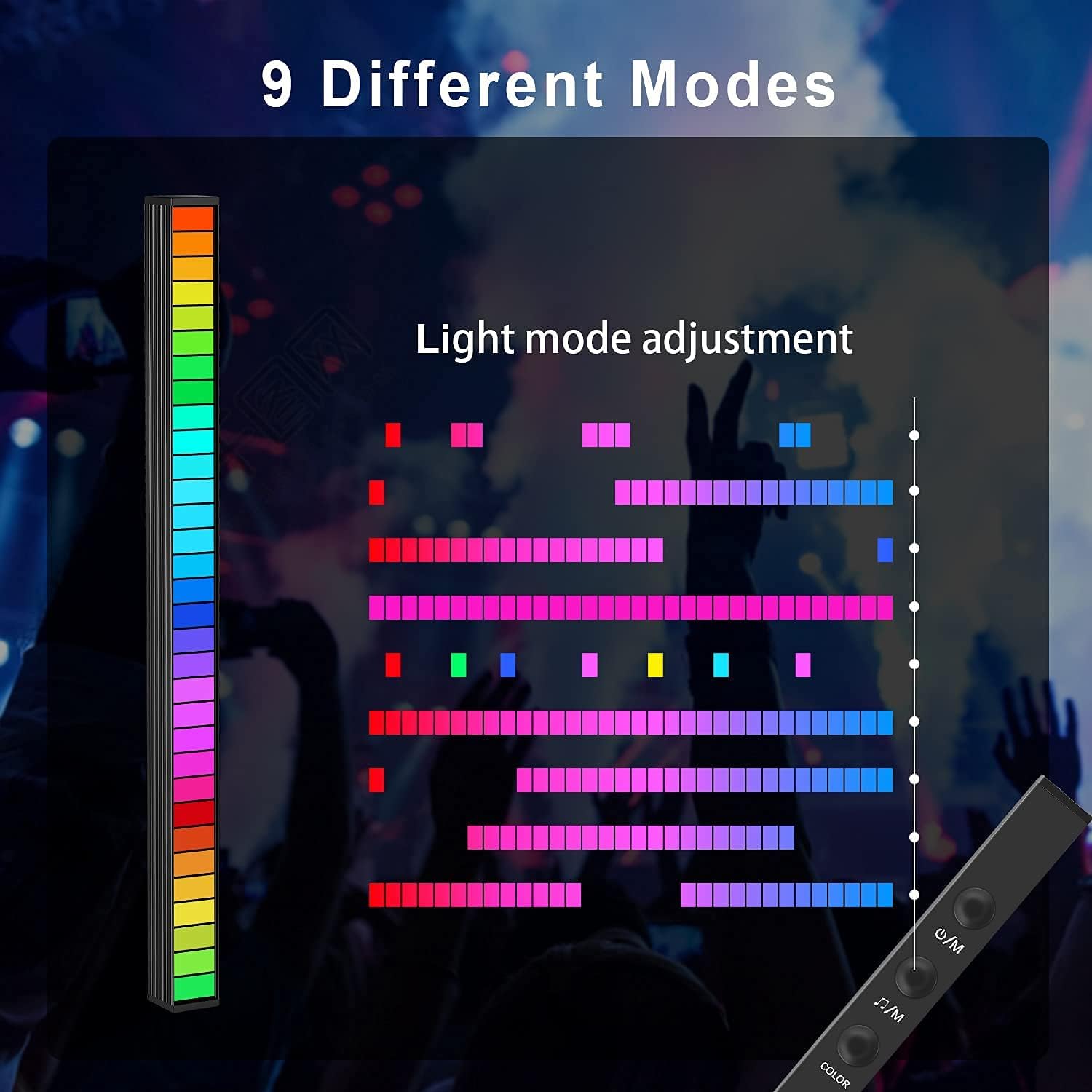 Music Level Indicator Aluminum Bar Voice Sound Control Audio Spectrum RGB Light LED Display Rhythm Pulse (1 Pack)