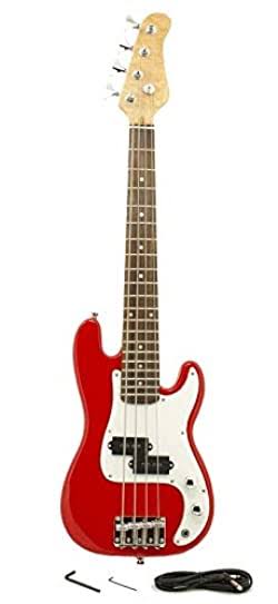 Electric Bass Guitar - Red - Small Scale 36x22 inch Childrens Mini Kids New