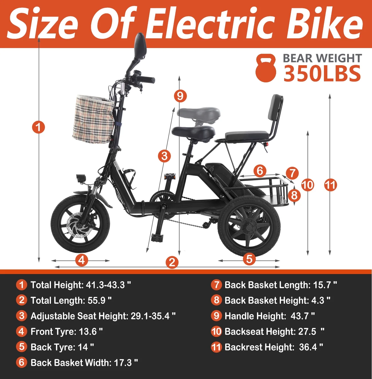 EazinGo Electric Tricycle for Adult, Electric Trike 3 Wheel Electric Bikes Bicycle 12.5MPH & 48Miles - Curated Treasures Market