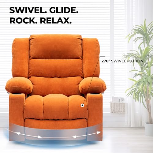Recliner Chair Massage Rocker Swivel with Heated Modern Ergonomic 360 Degree Single Seat Living Room Lounge Recliners on Clearance