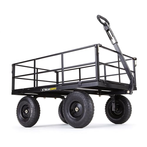 Gorilla Carts Steel Utility Wagon w/ Removable Side Panels, 1000 lb Capacity, Gray
