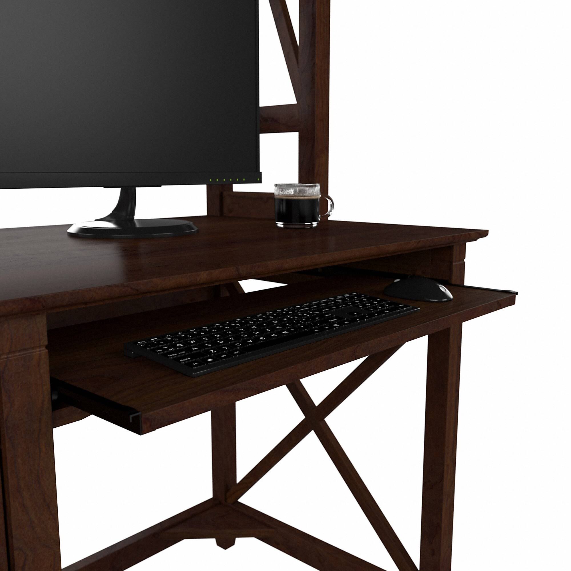 Bush Key West 48W Small Computer Desk with Hutch in Washed Gray - Engineered Wood