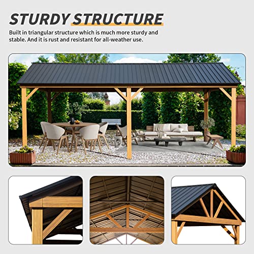 Domi 10’ x 10’ Hardtop Gazebo Metal Frame Canopy with Netting & Curtains