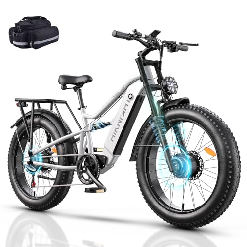 Dual Motor Electric Bike Peak 3000W, 52V 20AH Battery E Bike for Adults 26 Inch Fat Tire Mountain Electric Bicycle 38 MPH