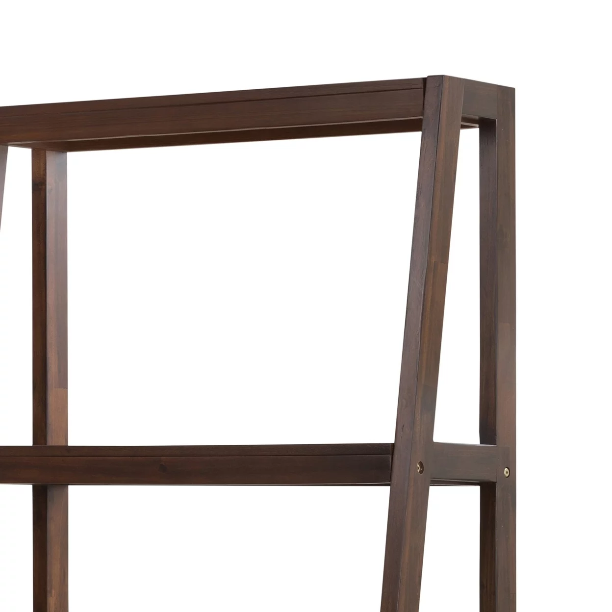 68 Inch Desk, Ladder Bookcase Shelves, 1 Drawer, Espresso Brown Acacia Wood- Saltoro Sherpi