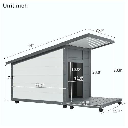 Outdoor Wooden Dog House,Waterproof Kennel with Deck and Sloped Roof,High Stability Pet Dog Cage for Small/Medium Puppy