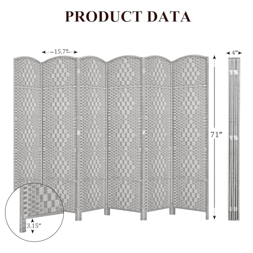Room Divider, Room Dividers and Folding Privacy Screens, 16in Privacy Screen, 6 Panel Temporary Wall Partitions, 6ft Space Separation Panel Screen