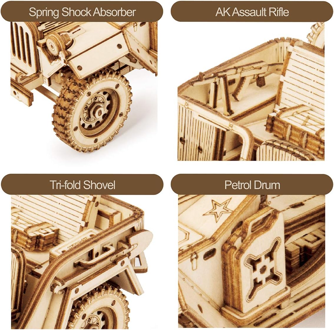ROKR 3D Wooden Puzzle for Adults-Mechanical Car Model Kits-Brain Teaser Puzzles-Vehicle Building Kits-Unique Gift for Kids on Birthday/Christmas