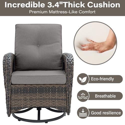 Patio Wicker Chairs Swivel Rocker - Outdoor Swivel Rocking Chairs Set of 2 with Rattan Side Table