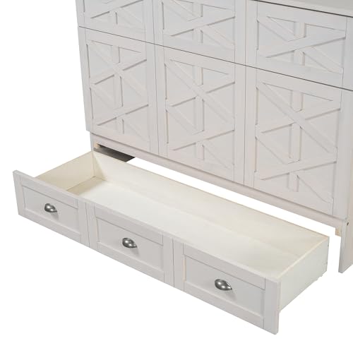 Harper & Bright Designs Full Size Murphy Bed Wall Bed, Solid Pine Murphy Bed Chest Cube Cabinet Bed with USB