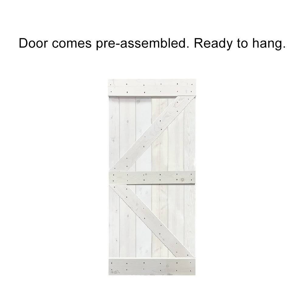 CALHOME K Series 42 in. x 84 in. Pre-Assembled Jungle Green Stained Wood Interior Sliding Barn Door with Hardware Kit