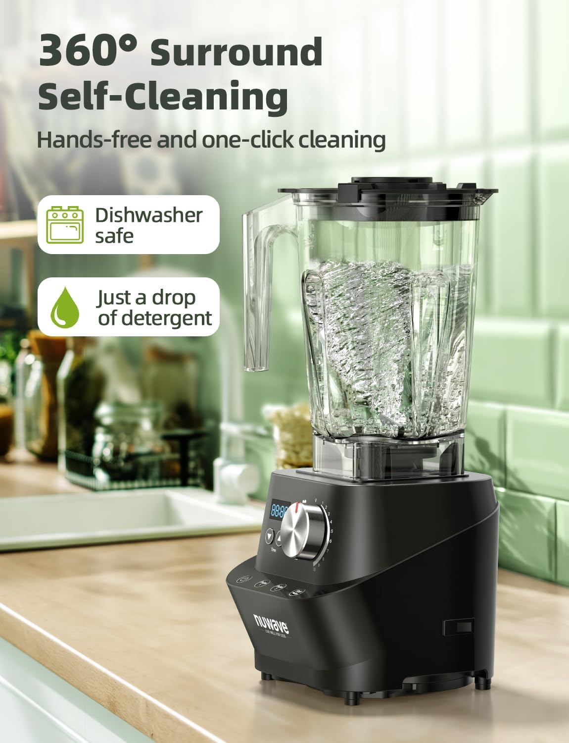Nuwave Infinity Commercial Blender, Heavy-Duty Smoothie Blender w/ 2.5HP Copper Motor & Laser-Cut Blades, Last 100 Years, Quick Ice Crushing