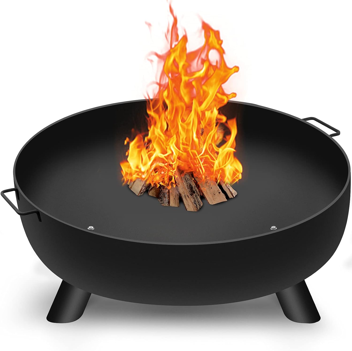 AMAGABELI GARDEN & HOME Fire Pit Outdoor Wood Burning Portable Folding 22in Firepit Firebowl Fireplace Poker Spark Screen Retardant Mesh Lid Deep