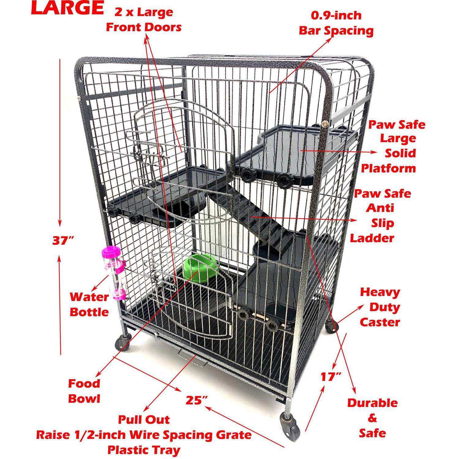 Mcage 37 inch Large 4-Solid Tiers Metal Guinea Pig Cage with PAW Safe Solid Platforms and Ladders For Ferret - Pet Supplies online store