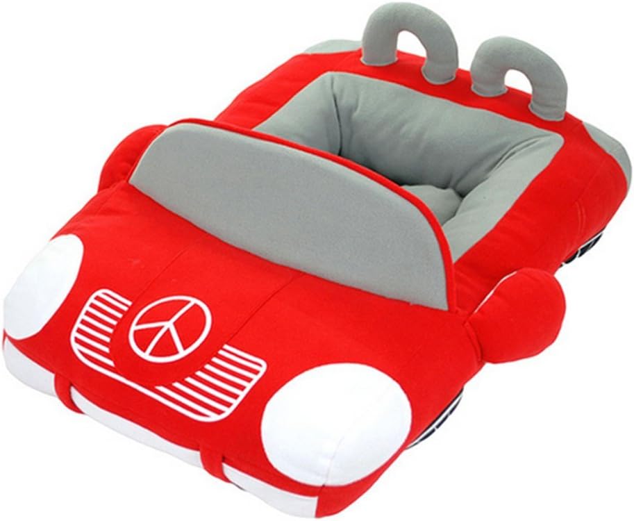 BADASS SHARKS Cool Sports Car Shaped Pet Dog Bed House Small Dog Cat House Waterproof Warm Soft Puppy Sofa Kennel Black/Yellow/Red (Red)