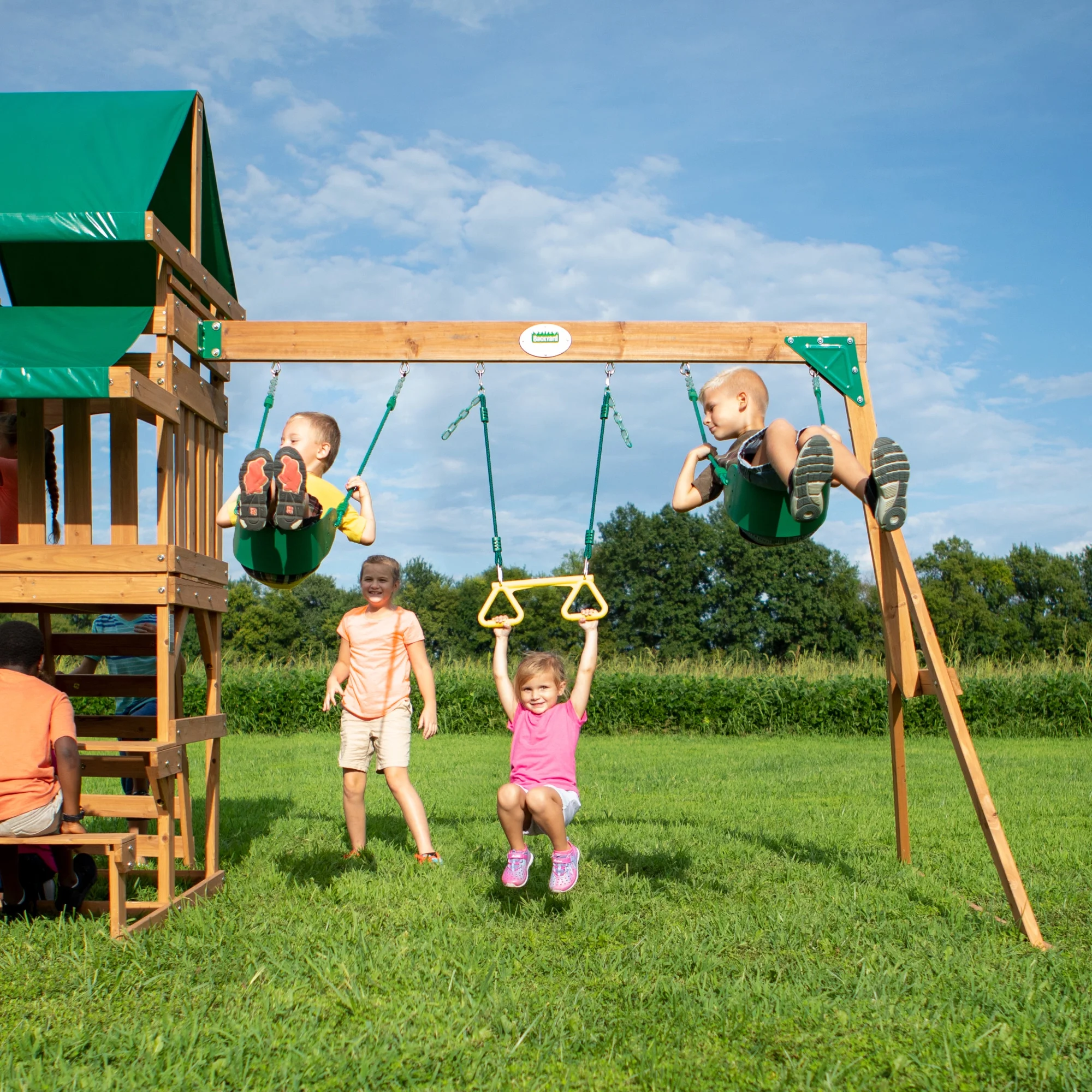 Backyard Discovery Belmont All Cedar Wood Playset Swing Set