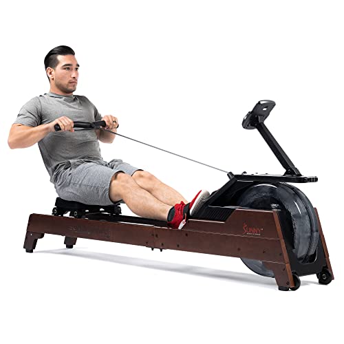 Sunny Health & Fitness Elite Water Rowing Machine with High Dynamic Resistance Vertical Tank