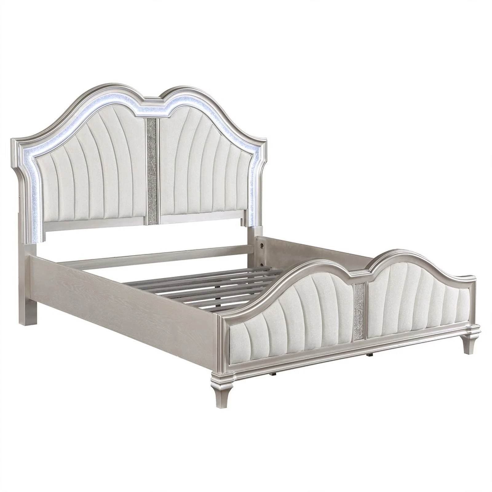 Maklaine 5-piece Wood Eastern King Bedroom Set Ivory and Silver Oak