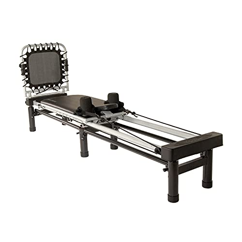 AeroPilates Reformer - Pilates Reformer Workout Machine for Home Gym - Cardio Fitness Rebounder- Up to 300 lbs Weight Capacity, Black