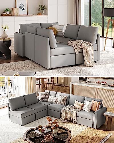 LINSY HOME Modular Sectional Sofa, Convertible U Shaped Sofa Couch with Storage, Memory Foam, Modular Sectionals with Ottomans