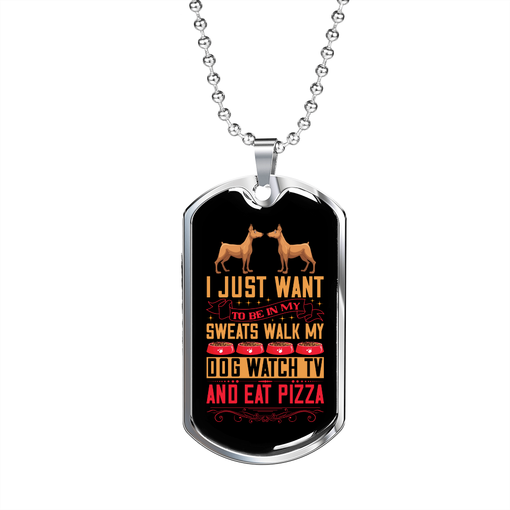 Walk My Dog Necklace Stainless Steel or 18k Gold Dog Tag 24" Chain
