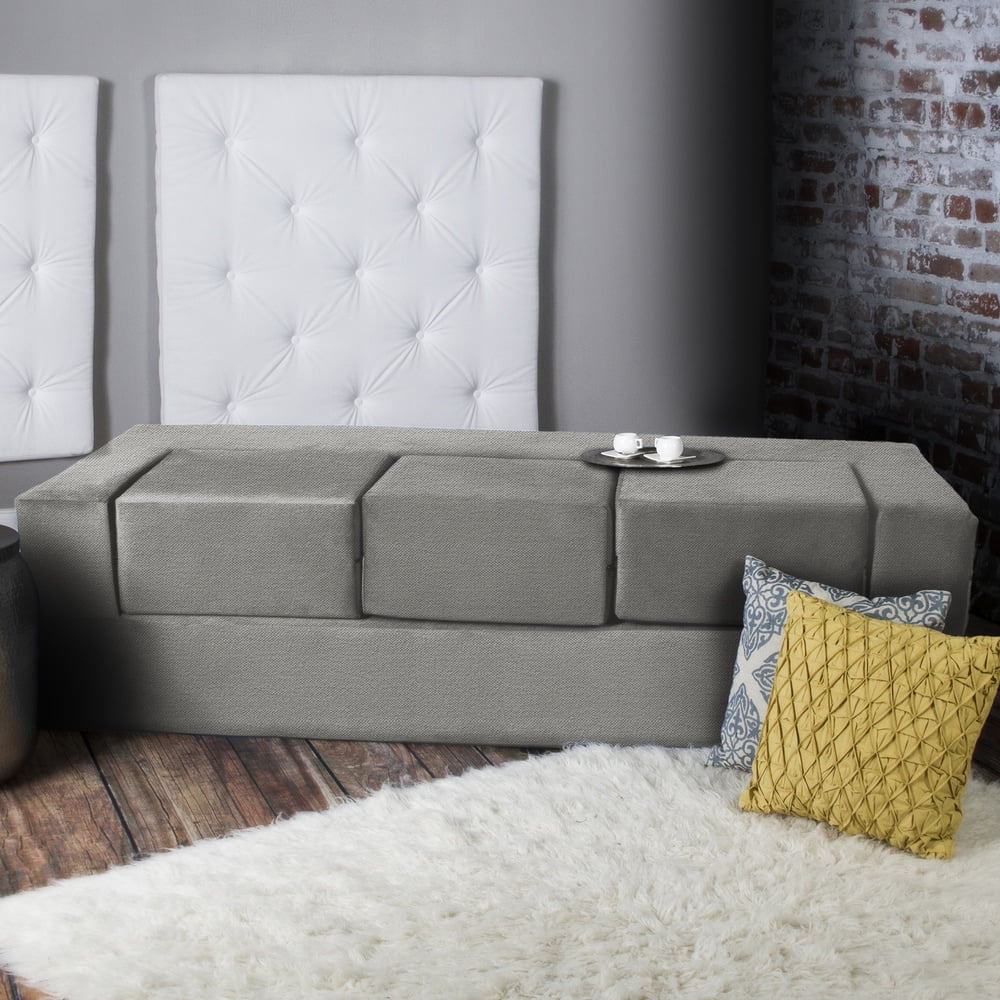 Porch & Den  California King Convertible Sleeper Sofa and Ottomans Dove Grey Foam, Poly Synthetic Fiber Polyester