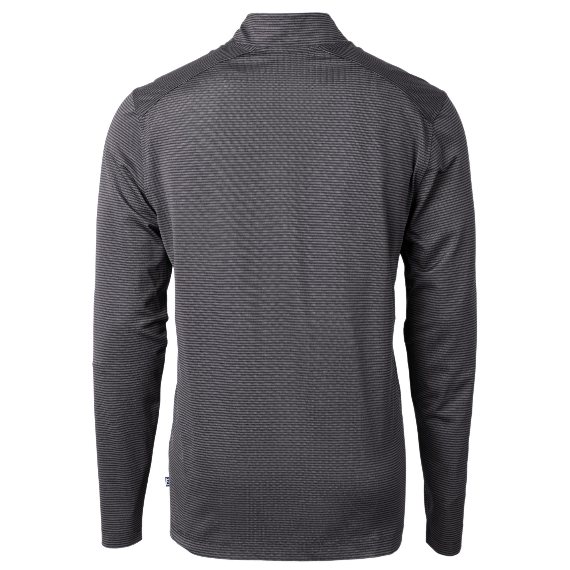 Men's Cutter & Buck Black/Gray Carolina Panthers Virtue Eco Pique Micro Stripe Recycled Quarter-Zip Pullover Top