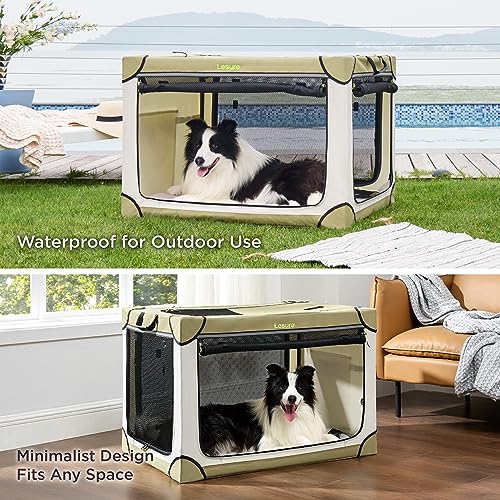 Lesure Soft Collapsible Dog Crate - 42 Inch Portable Travel Crate for Extra Large Dogs Indoor & Outdoor