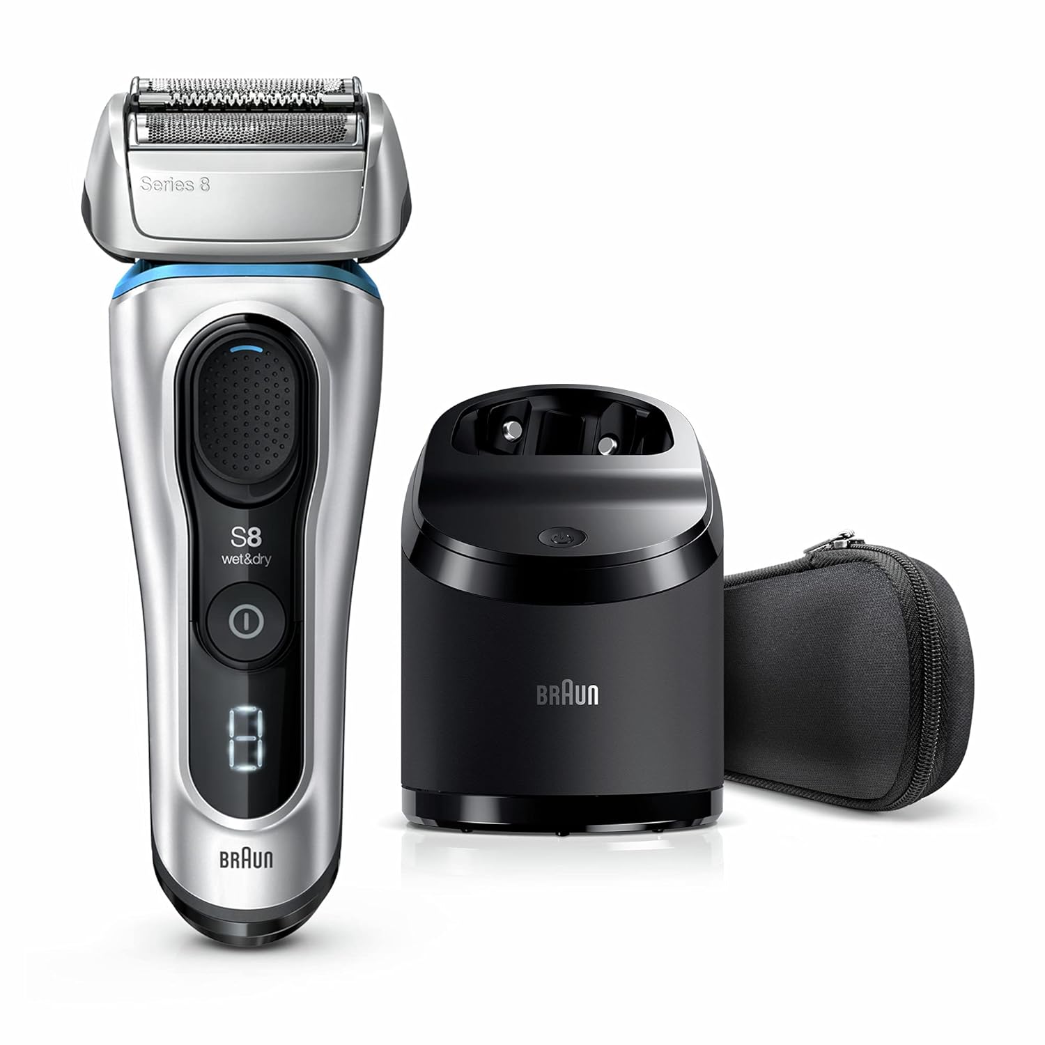 Braun Series 8 8330s Next Generation, Electric Shaver for Men, Rechargeable and Cordless Razor, Silver, Fabric Travel Case, Wet and Dry, Foil Shaver