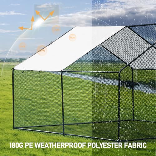Outvita Chicken Coop, 13×10 FT Large Metal Chicken House, Poultry Habitat Cage with Waterproof Cover