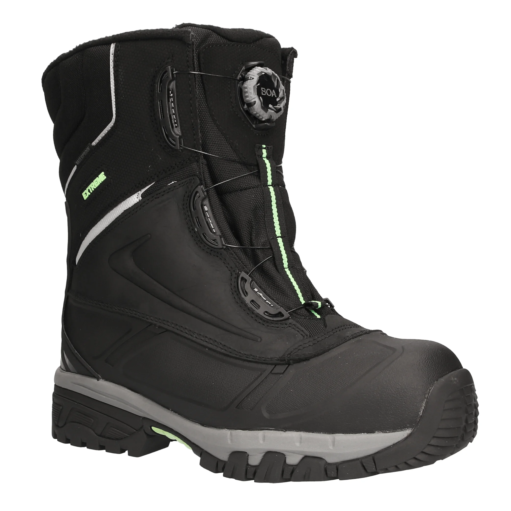 RefrigiWear Men's Waterproof Anti-Slip Extreme Pac Boots with Boa Fit System For Lacing (Black, Size 14 US)