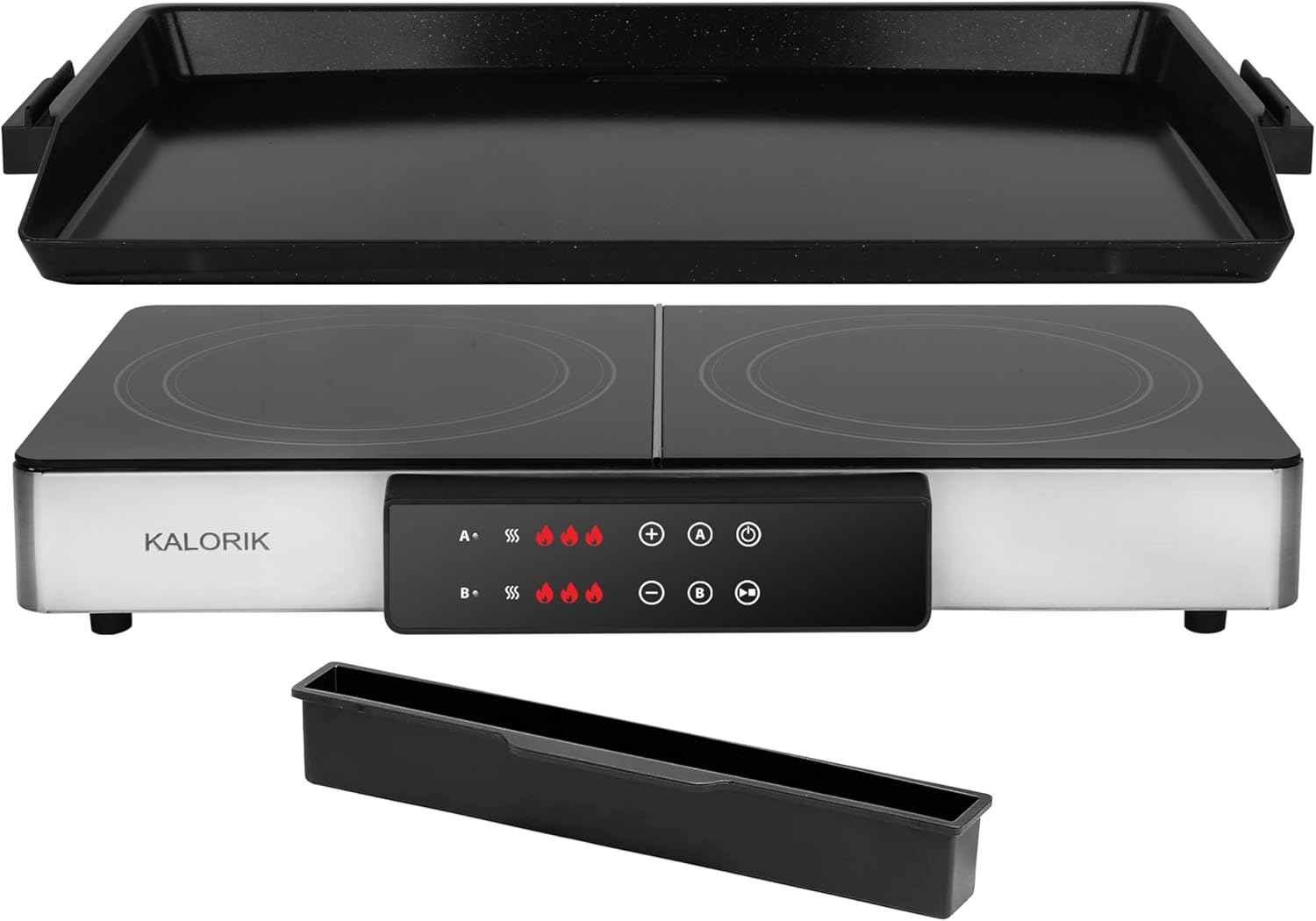 Kalorik MAXX 2-in-1 Electric Griddle & Double Cooktop, Stainless Steel (GR 52470 SS)