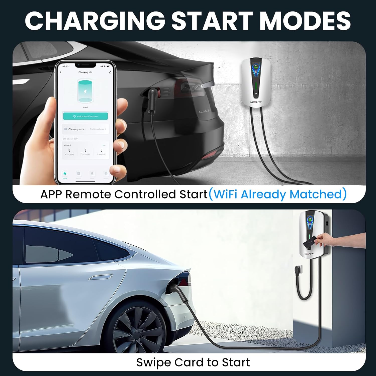 NEXPOW Level 2 EV Charger, Max 48A Adjustable Current Electric Vehicle Charging Station, Suitable for All J1772 EV, with NEMA 14-50 Plug