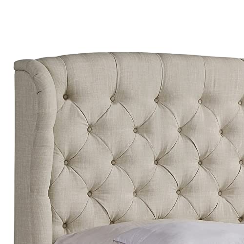 Rosevera Marcelle Bed Frame,Wingback Bed Frame with Signature Design Adjustable Headboard,Upholstered with Button Tufting Bed for Bedroom