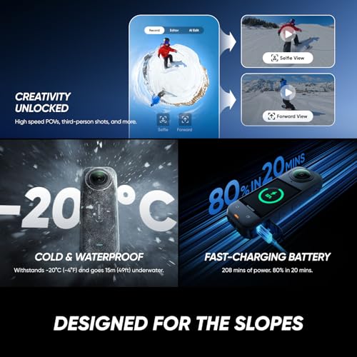 Insta360 X5 Essentials Bundle - Waterproof 8K 360° Action Camera, Leading Low Light, Invisible Selfie Stick Effect, Rugged and Replaceable Lens