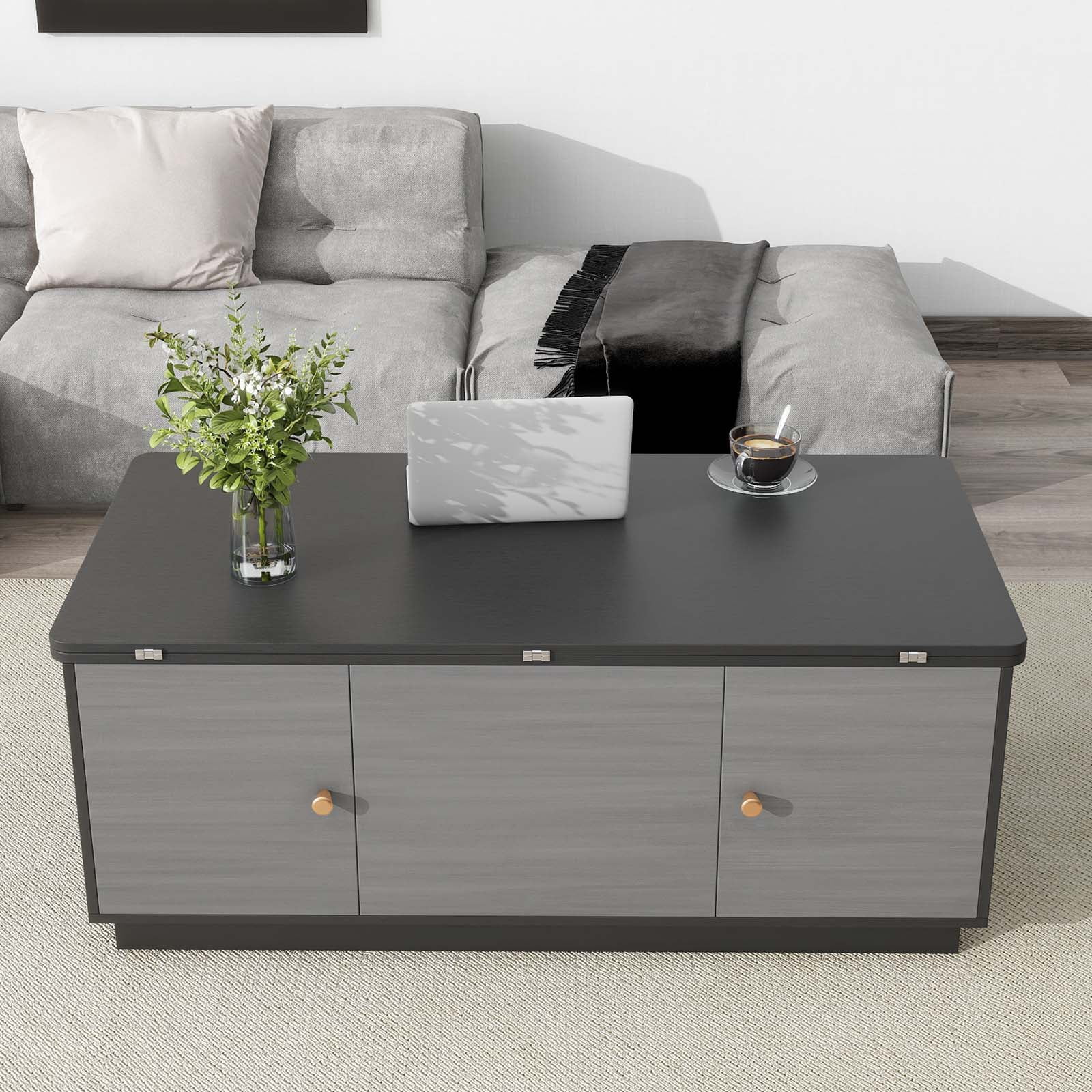 YISUYA Modern Multifunctional Coffee Table, Rectangle Lift-top Coffee Table