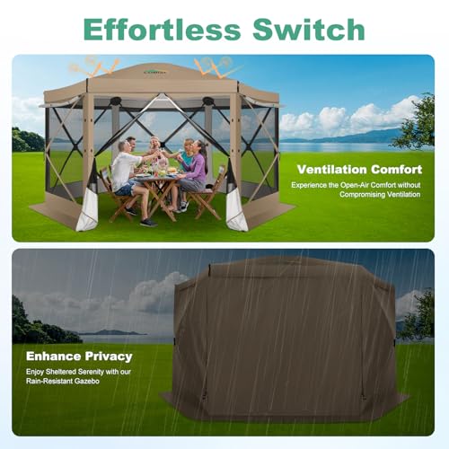 COBIZI 12x12ft Pop up Gazebo Screen Tent Screen House for Camping, Camping Outdoor Screened Gazebo, Canopy Tent