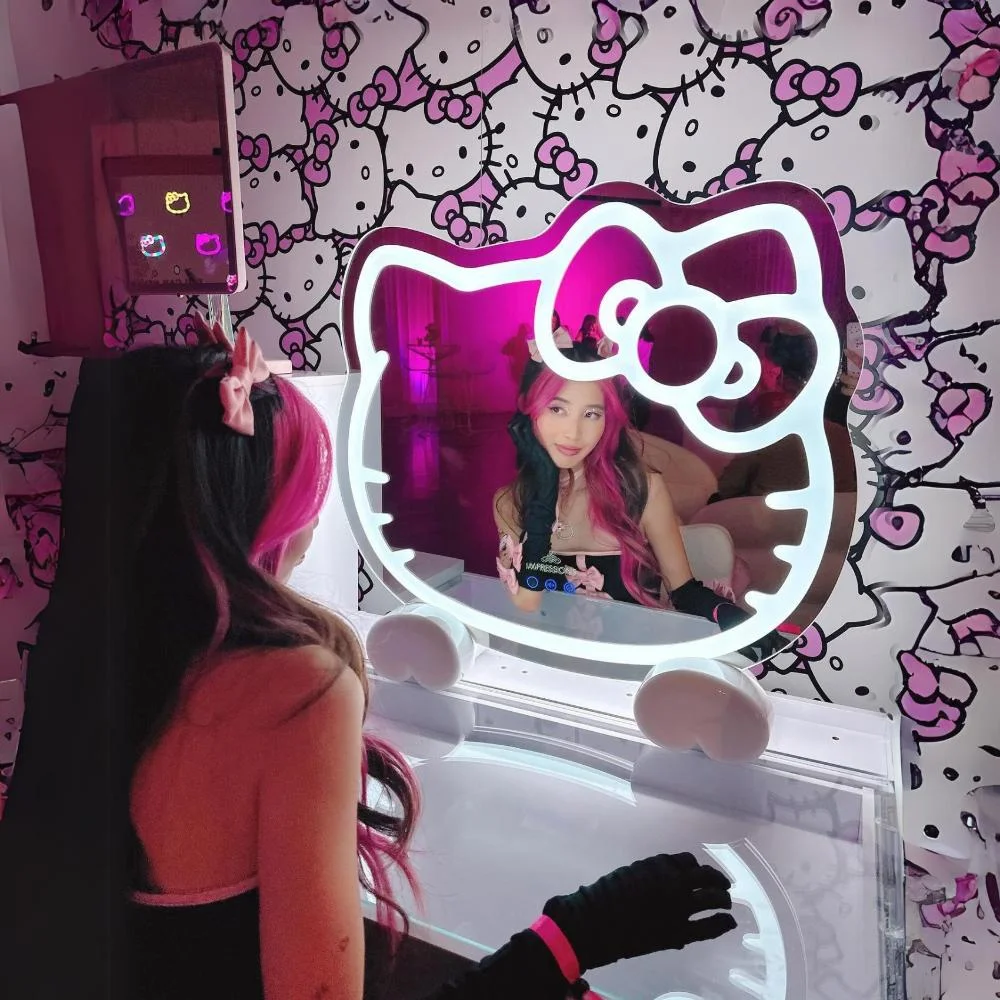 Impressions Vanity Hello Kitty LED Makeup Mirror, Wall Mount Tabletop Lighted Mirrors with Touch Sensor - Radiant Selections