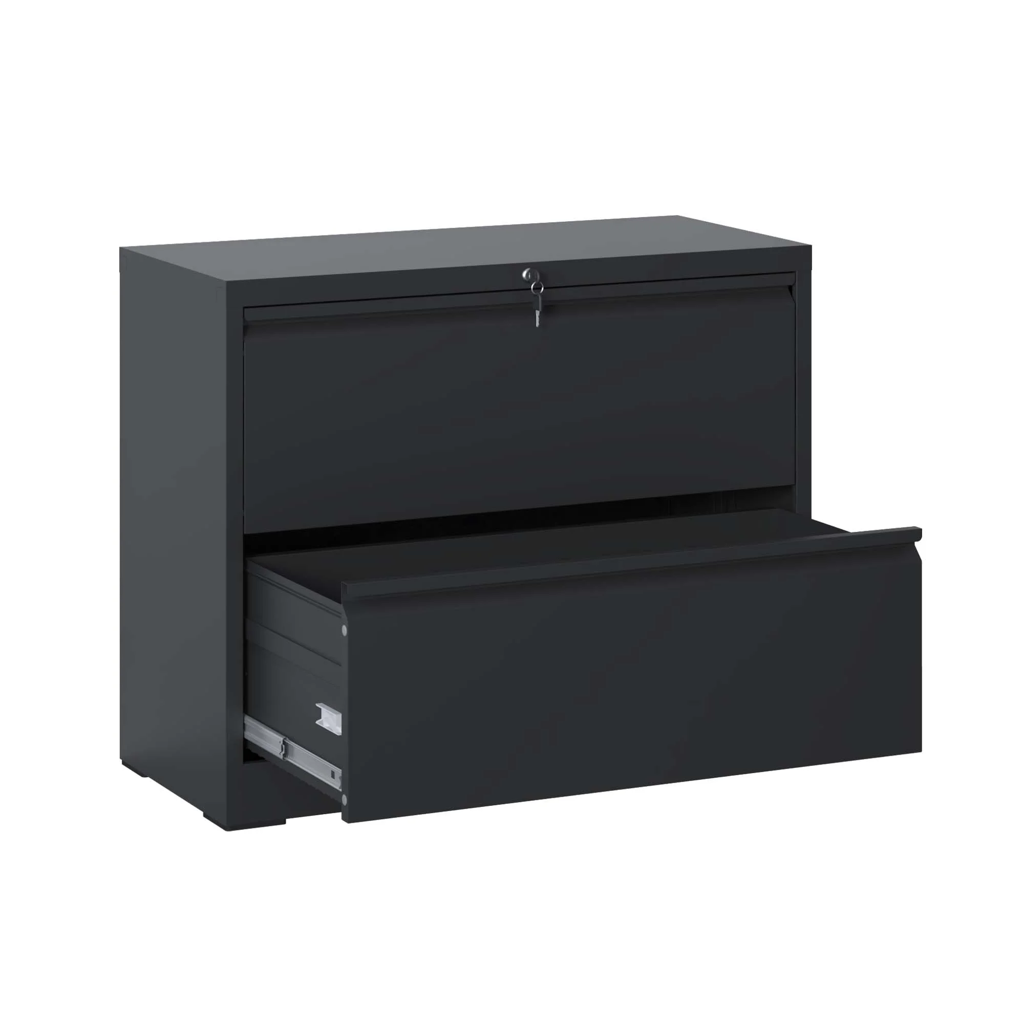 CoSoTower Lateral File Cabinet 2 Drawer, Black Filing Cabinet with Lock, Lockable File Cabinet for Home Office