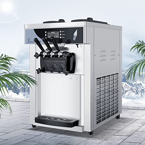 Commercial Ice Cream Maker, 1800W 3 Flavors Soft Serve Ice Cream Machine