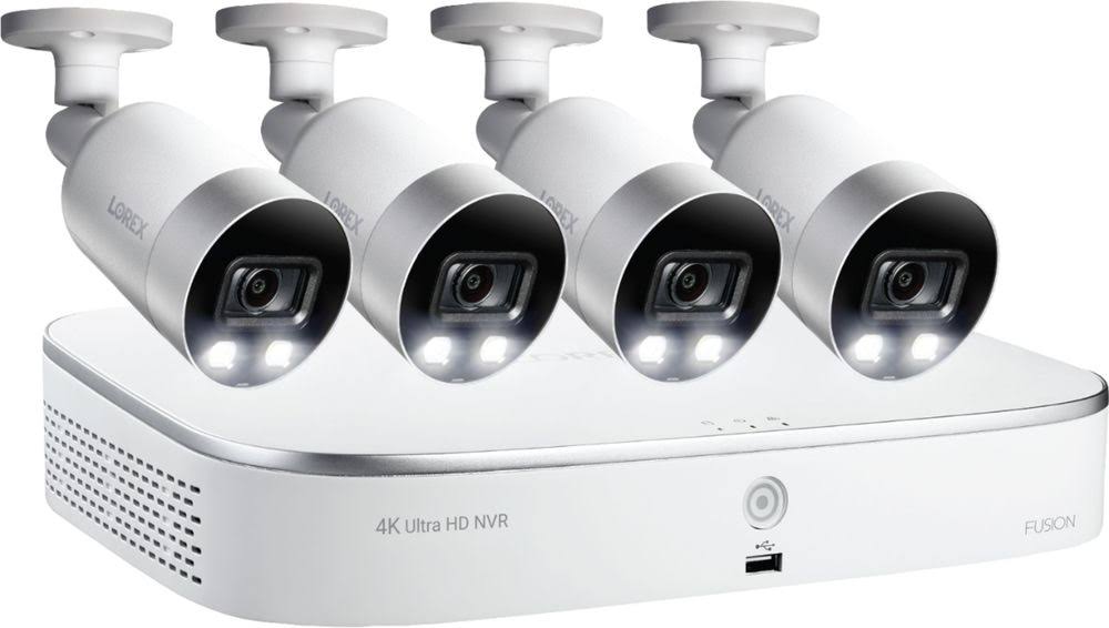 Lorex - 8-Channel, 4-Camera Indoor/Outdoor Wired 4K UHD 2TB NVR Surveillance System - White