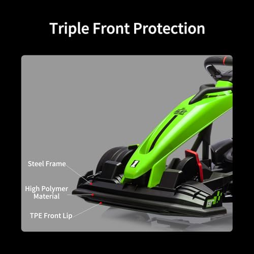 24V Electric Drift Kart for Kids, Ride Car with Adjustable Seat & 8.5MPH Speed, EVA Silent Wheels, Parent-Safety Certified Ride-On Toy