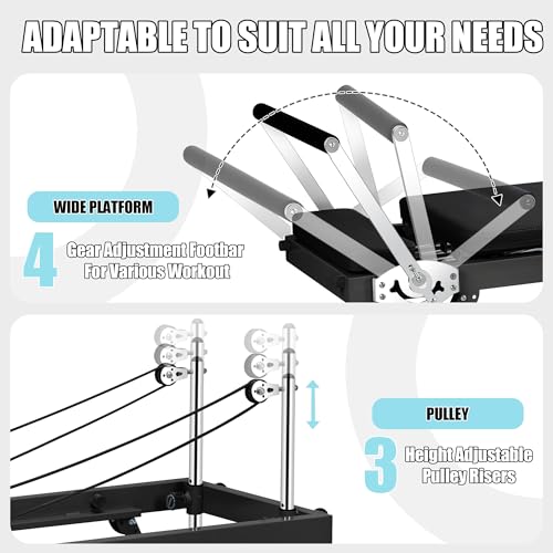 Pilates Reformer Machine for Home Workout, 78" Foldable Pilates Equipment with Dual Resistance& Springs and Cords