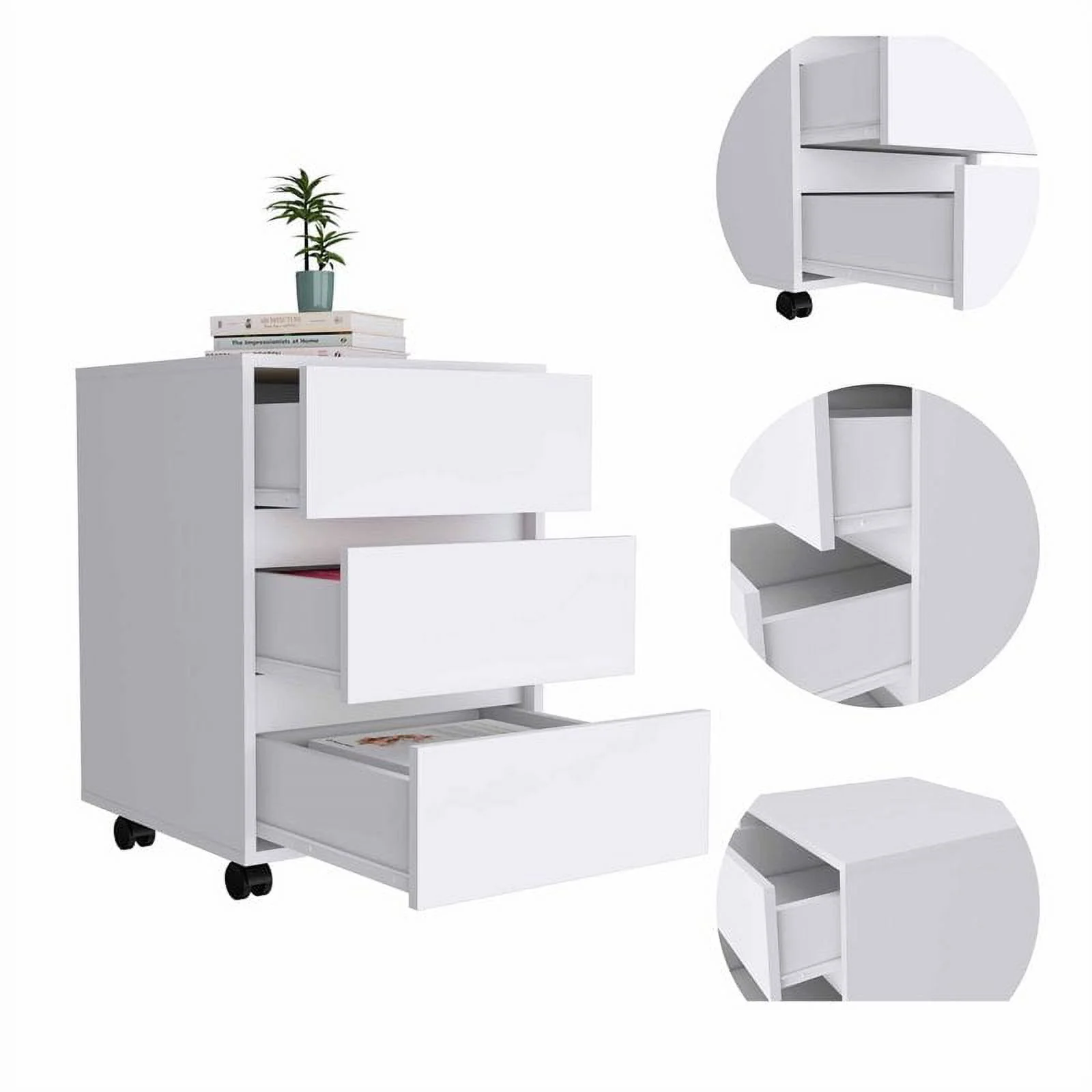 Atlin Designs 3-Drawer Modern Wood Filing Cabinet in White