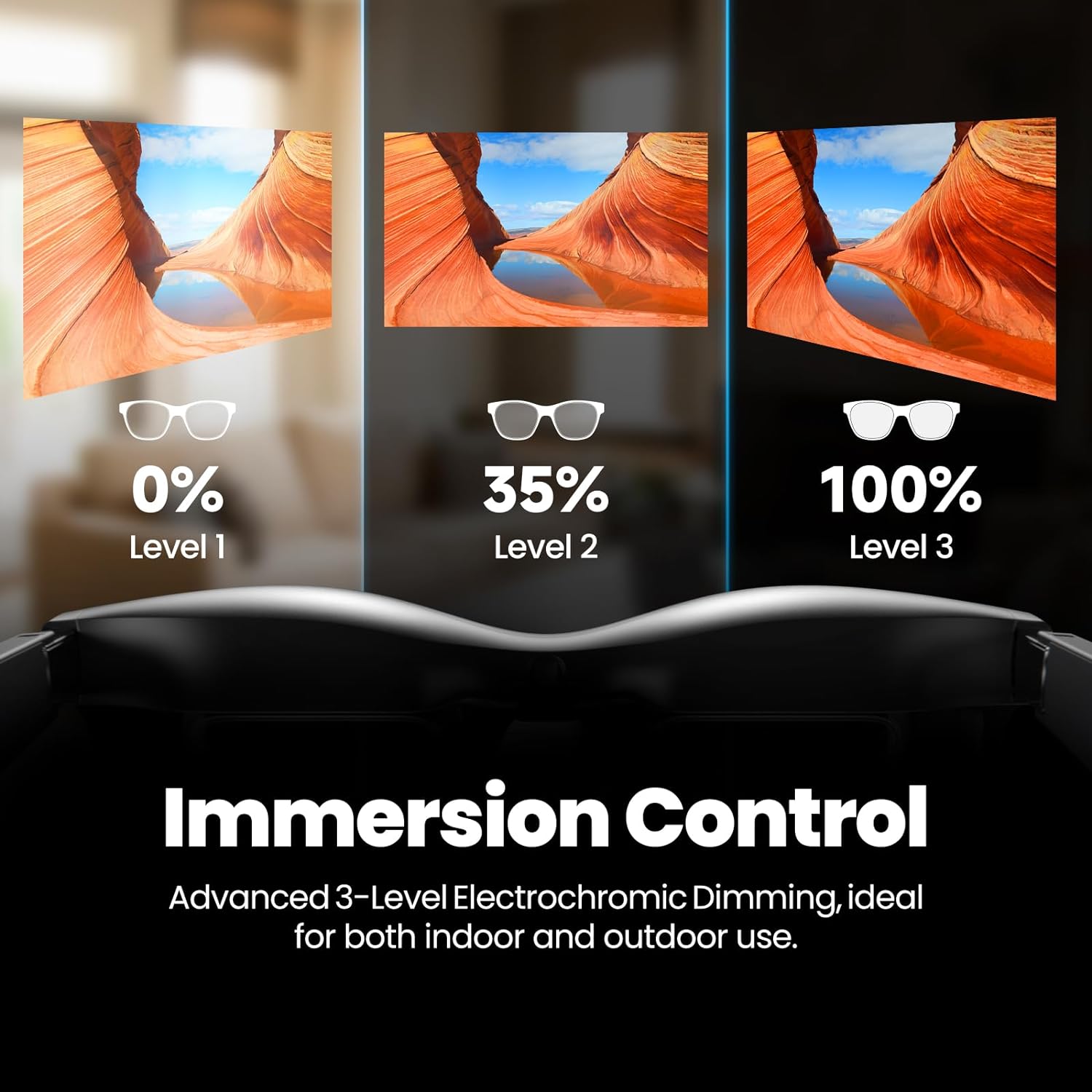 XREAL Air 2 Pro AR Glasses, The Ultimate Wearable Display with 3-level Electrochromic Dimming, 75g 120Hz 130", Smart Glasses, Gaming monitor