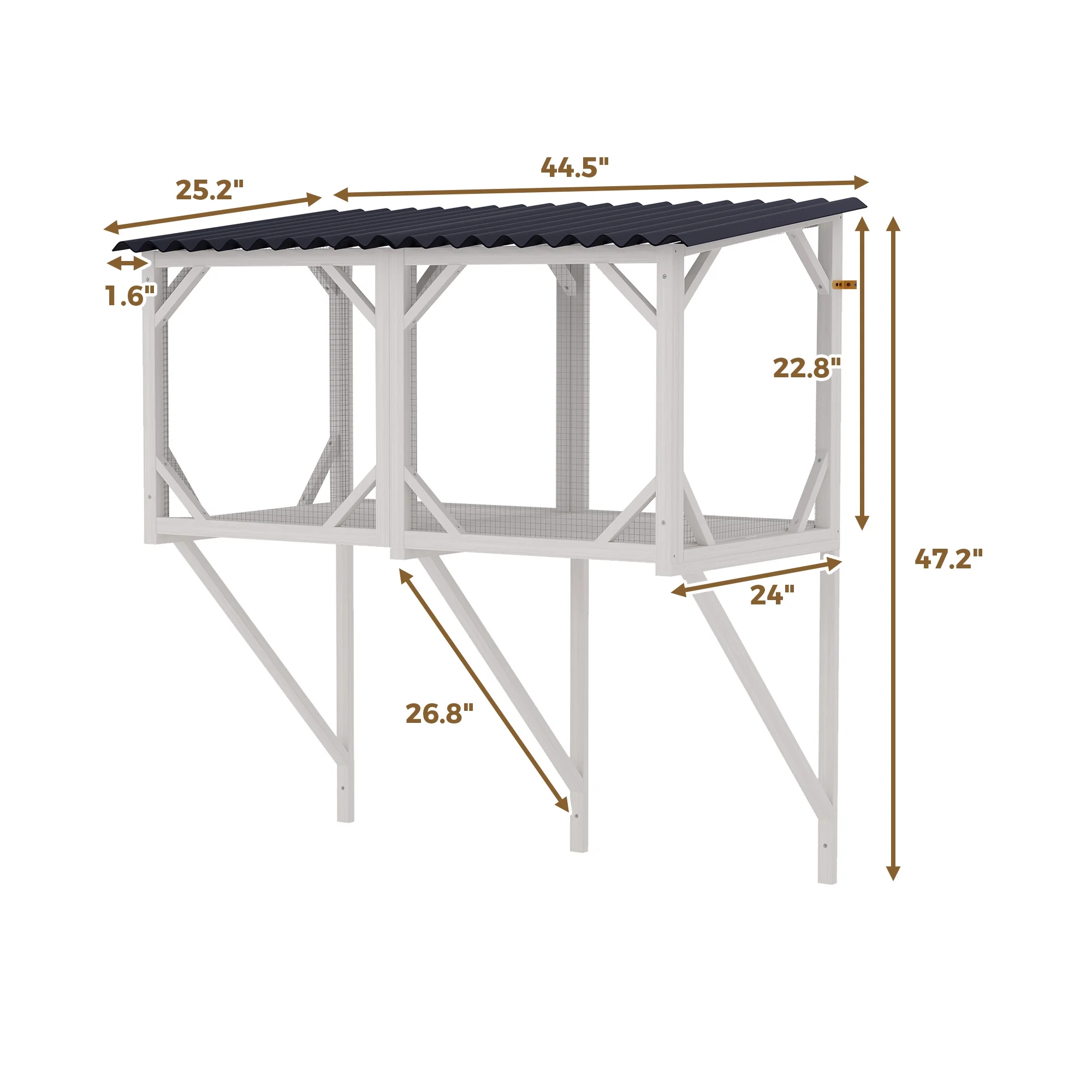 Montary Catio Outdoor Cat Enclosure with Window Access, 4-Tier Cat House with Wheels, Waterproof Roof &amp; Resting Box, Large Gray Cage