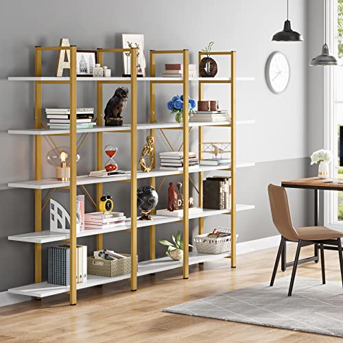 Tribesigns 5-Tier Bookshelf, Vintage Industrial Style Bookcase 72 H x 12 W x 47L Inches, Black